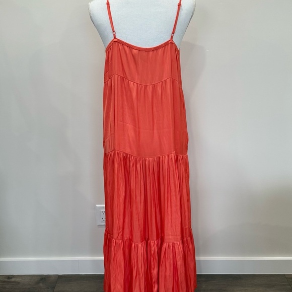Joie Vibrant Coral-Orange Sleeveless Tiered Dress Size M - Picture 2 of 8